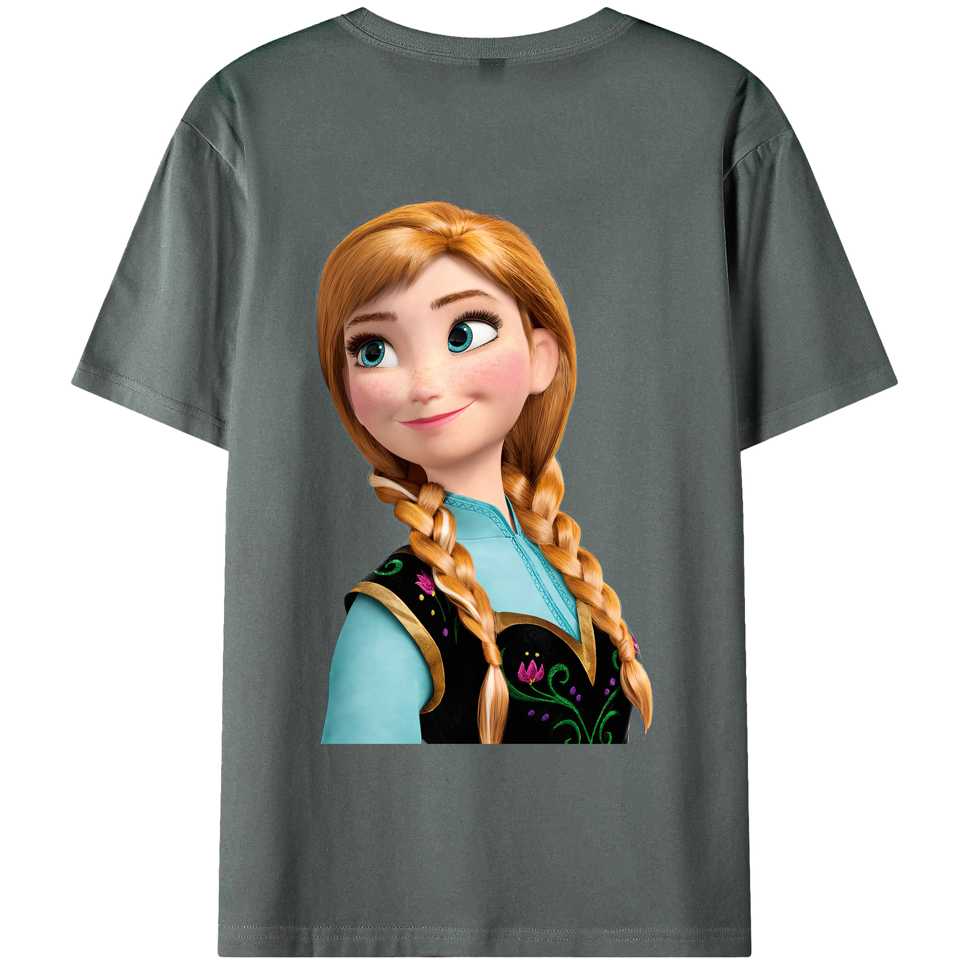 （画像用） アナと雪の女王 アンナ エルサ Frozen Anna Elsa 綿100％ メンズ半袖Tシャツ（バックプリント） 通気性